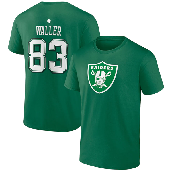 Men's Las Vegas Raiders #83 Darren Waller Green St. Patrick's Day Icon Player T-Shirt Men's Las Vegas Raiders #83 Darren Waller Green St. Patrick's Day Icon Player T-Shirt